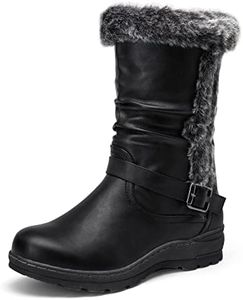 Vepose Women's Mid Calf Boots Black PU Slouch Snow Booties Classic Outdoor Shoes for Women Size 6(CJY960 Black pu 06)