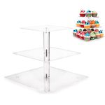 3 Tiered Cupcake Stand, Clear Acrylic Cupcake Tower Presentoir Cupcakes Serving Tray, Dessert Table Centerpieces Decorations for Birthday Wedding Baby Shower Christmas and Buffet Party