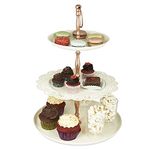 ELAN Flourish 3 Tier Cake and Cupcake Stand for Birthdays/Wedding Party, Dessert Holder/Stand (Off-White)