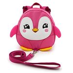 IGNPION Toddle Children Backpack with Reins Rucksack Harness Walkers Tether Belt Penguin (Pink)