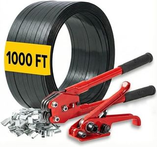 ZUEDA Pallet Strapping Kit with Tools - 5/8" x 1000' Heavy-Duty Black PET Strapping, Tensioner & Sealer, 100 Metal Seals for Securing, Shipping & Bundling | Industrial-Grade Polyester Banding Set