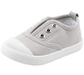 DADAWEN Boy's Girl's Candy Color Canvas Slip-On Lightweight Sneakers Cute Casual Running Shoes Grey Size: 5.5 Toddler