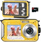 YISENCE Digital Camera, Underwater Camera UHD 4K 56MP Autofocus Digital Camera Waterproof with a 32GB Card Selfie Double Screens Waterproof Camera for Snorkelling