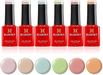 Bluesky Gel Nail Polish Set - Spring 2023, 6 x 5 ml Gel Nail Polishes, Pink, Blue, Nude, Green, Pastel, Purple, Coral (Requires Curing Under UV/LED Lamp)