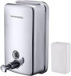 VANNSOO Commercial Soap Dispenser Wall Mount Stainless Steel Manual Liquid Pump Rust-Proof Leak Free for Bathroom (37 fl.oz./1100ml)