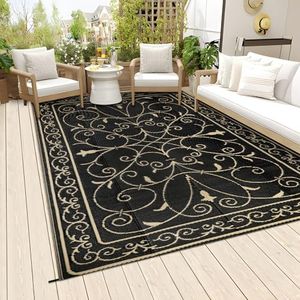 Famibay Outdoor Garden Rugs Waterproof Patio Mats Portable Lightweight Picnic Blanket Outdoor Area Rug for Balcony Backyard Front Porch Pool Deck, ZW-0901