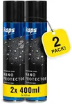 Kaps Shoe Protector Spray 2-Pack, 2 x 13.5 oz, Boot and Sneaker Waterproofer, for Leather Nubuck Suede Textile Fabric Canvas, Nano Protector Set, Water Repellent, Shield Against Rain Stains Moisture