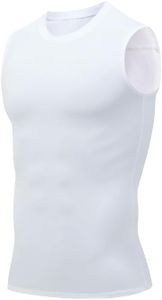 Smatstyle Men's Tank Top Compression Shirts Athletic Workout Sleeveless Shirts Fit Slimming Body Shaper Vests Shapewear (AU, Alpha, Large, Regular, Regular, White)
