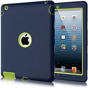 iPad 2 Case, iPad 3 Case,Fingic iPad 4 Case Full Body 3 Layer Heavy Duty Shock-Absorption High Impact Resistant Hybrid Rugged Protective Case for Apple iPad 2/3/4 Retina,Navy Blue&Green