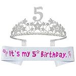 5th Birthday Tiara Gift 5th Birthday Sash, Birthday Crown 5, Girls 5th Birthday, Birthday Crown 5 Years Old, Birthday Girl Sash for Kids 5th, Girls Birthday Crown 5,5th Birthday