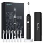 Deepklean 6 Modes Ultrasonic Electric Toothbrush for Adults and Kids, 60 Days Long-Lasting Rechargeable Battery Sonic Toothbrush with 8 Brush Heads and Travel Case, Wireless Charging Black