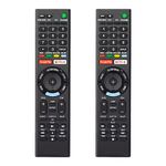 Universal Replacement Remote for Sony-TV-IR-Remote，for Sony-TVs and Sony-Bravia-TVs，for All Sony 4K UHD LED LCD HD Smart TVs, with Netflx, Gogle-Play Buttons-【Pack of 2】-No Voice Function