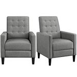 Yaheetech Recliner Chair Adjustable Reclining Armchair Upholstered Fabric Single Sofa Mid-Century Modern Couch with Pocket Spring for Living Room Bedroom Home Theater Cafe Grey 2PCS