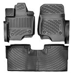 RizLiner 2021-2024 Ford F-150 SuperCrew with Fold-Flat Storage (Bucket Seating) & F-150 Lightining & F-150 Raptor Floor Mats 3D Custom Fit Compatible with F-150 Rubber Car Mats (Front & Rear, Black)