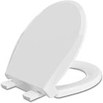 Round Toilet Seat, Quick-Release Hinges, Slow Close, Heavy Duty, Never Loosen, Aviation Material, White(16.5”)