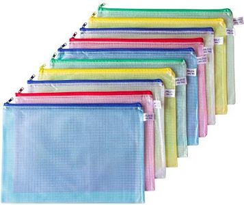 Waterproof A4 File Holders, Durable Zipper Filing Envelopes, Confidential Document Bags, 10/Pack