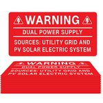 10PCS Solar Label Pack, Joyfulmap 4 X 2Inch,Warning-Dual Power Supply-Sources: Utility Grid and PV Solar Electric System