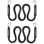 Obcursco Bungee Dock Line, Jet Ski Dock Line with Double 316 Stainless Steel Clips, Boat Snubber Docking Rope for PWC, Boat Accessories for Yamaha Waverunner, Seadoo, Kayak, 2 Pack 4-5.5ft Black