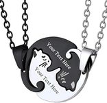 PROSTEEL Cat Ying Yang Necklace Pendant Customized Name Couple Lover Women Men Friendship Necklaces Matching Cute Puzzle Cats