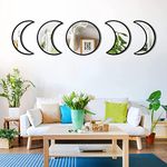 5 Pieces Moon Phase Acrylic Mirror Set for Wall Decoration, Home, Office, Restaurant, Bar… (Black)