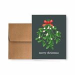 Paper Frenzy Traditional Mistletoe Christmas Holiday Cards with Kraft Envelopes - 25 pack