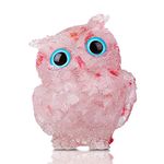 Reyife Hand-Carved Natural Crystal Owl Statue Reiki Healing Gemstone Animal Figurines Home Office Car Decoration The Best Gifts 2.4 inches