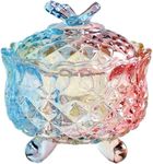 LUCKTE Royal Embossed Clear Glass Apothecary Jar with Lids,Candy Jar Containers Wedding Candy Buffet Jars,Crystal Jewelry Box Glass Biscuit Jar -10oz (Fly)