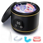 Padonco Ultrasonic Retainer Cleaner, 45kHz Ultrasonic Denture Cleaner Machine with UV-Light, Portable Ultrasonic Cleaner for Aligner, Mouthguard (Black)