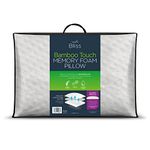 Snuggledown Bamboo Memory Foam Pillow 1 Pack - Medium Support Orthopaedic Pillow for Back, Neck and Shoulder Pain Relief - Hypoallergenic, Machine Washable Zipped Cover, Size (74cm x 48cm)