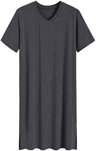 Latuza Men's Viscose Nightshirt Short Sleeves Sleep Shirt L Darkgray