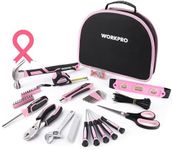 WORKPRO Pink Tool Kit - 236 Pieces Pink Tool Set with Easy Carrying Round Pouch, Household Tool Kit Perfect for DIY, Home Maintenance - Pink Ribbon