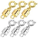 6 Pcs Magnetic Necklace Clasps, Closures Magnetic Jewelry Clasps, Gold and Silver Necklace Clasps, for Jewelry Bracelet Necklace Making Converter (Gold&Silver)