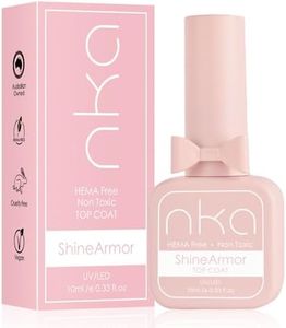 NKA ShineArmor UV LED Gel Top Base Coat Nail Polish, Shiny, Hema Free, 9 Free, Non Toxic Formula -10ml (ShineArmour)