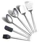 Kitchen Utensils Set, Berglander 6 Pieces Cooking Utenisls Set Stainless Steel, Kitchen Tools Set Non-Stick and Heat Resistant, Dishwasher Safe, Easy to Clean (6 Packs)