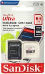 Sandisk Ultra SDSQUNS-064G-GN3MN 64GB 80MB/s UHS-I Class 10 microSDXC Card, Black