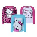 Hello Kitty Sanrio Girls’ 3 Pack Long Sleeve Shirt for Infant, Toddler, Little and Big Girls – Pink/Blue/White, Multi-color, 12