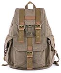 Gootium Canvas Backpack - Vintage Outdoor Rucksack Travel Day Pack, Army Green, Small