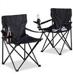 Unibos Set of 2 Folding Camping Chairs, Comfortable, Heavy Duty Structure, Max. Load Capacity 100 kg, with Cup Holder, Outdoor Chair