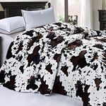 Home Soft Things Soft and Thick Faux Fur Sherpa Backing Bed Blanket, Queen (86" x 92"), Cows Flower