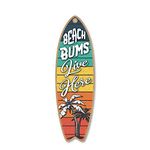 Honey Dew Gifts Beach Bums Live Here, 5 inch by 16 inch Surfboard, Wood Sign, Tiki Bar Decoration, Beach Themed Decor, Decorative Wall Sign, Home Decor, 76088