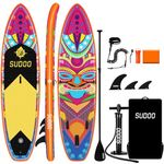 SUDOO Inflatable Stand Up Paddle Board 10'6"x32"x6"/320x81x15cm SUP Board Ultra-Light Inflatable Board Included Paddle Board, Adj Paddle, Pump, Backpack, Leash, 3 Fins, Non-Slip Deckpad, Repair Kit