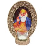 Treasure Hunt Guru Nanak Dev ji Photo Frame with Tealight Cup for Gift-Worship-Decoration Oval Shaped Dimension in 17 x 22 cms.(Rose Gold)