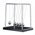 Newtons Cradle Pendulum Balls, Educational Physics Large Balance Balls Desktop Decoration Swinging Ball Desk Toy for Office Home Living Room Science Gifts (Classic Shape)