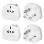 4 Pack European to UK Plug Adaptor, US to UK Travel Plug Adapter with 13A Fuse for USA, EU, Australia, Thailand, Canada, Japan and More (Type A, B, C, I, E, F, L)