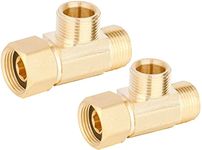 WHK 2 PCS 3/8 Compression Tee Fittings Water Line Splitter Angle Stop Add-A-Tee Valve Lead-Free Brass 3 Way Valve 3/8-Inch Compression Inlet X 3/8-Inch Compression Outlet X3/8-Inch Compression Outlet