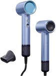 Aidesun UltraSpeed Hair Dryer 66m/s Airflow (Blue), 110000 rpm Rotation Speed, Ionic/Anionic Conditioning, Powerful 1500W Motor Blower, Suitable for Frizzy Hair, 3 Temperature Control and 2 Speed Settings, Small and Lightweight, Great for Travel, Salon and Professional Hair Dryer