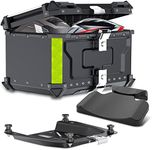 OMOCAS 65L Motorcycle Top Case, Aluminum Motorcycle Trunk Tour Tail Box with Security Lock for Store 2 Helmets Luggage Box, Universal Motorcycle Accessories Waterproof Motorcycle Top Box (Black)