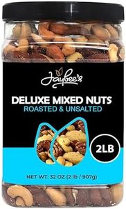 Jaybee’s Unsalted Mixed Nuts | 32 oz Reusable Container | Gourmet Roasted Deluxe Nut Mix with Cashews, Almonds, Pecans, Hazelnuts, Brazil Nuts (No Peanuts) | Keto, Vegan Friendly, Kosher, Healthy Snacks