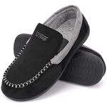 V.Step Arch Support Slippers, Orthopedic Slippers for Men, Moccasin Removable Wool Insole Non-Slip Plantar Fasciitis Slipper, Orthotic House Shoes with Indoor Outdoor Anti-Skid Rubber Black