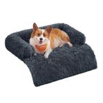 Feandrea FluffyHug Dog Sofa Bed, Dog Sofa Cover, Calming Dog Bed, L, for Medium Dogs, 38 x 33.5 x 6.3 Inches, Washable Cover, Dark Gray UPGW222G02